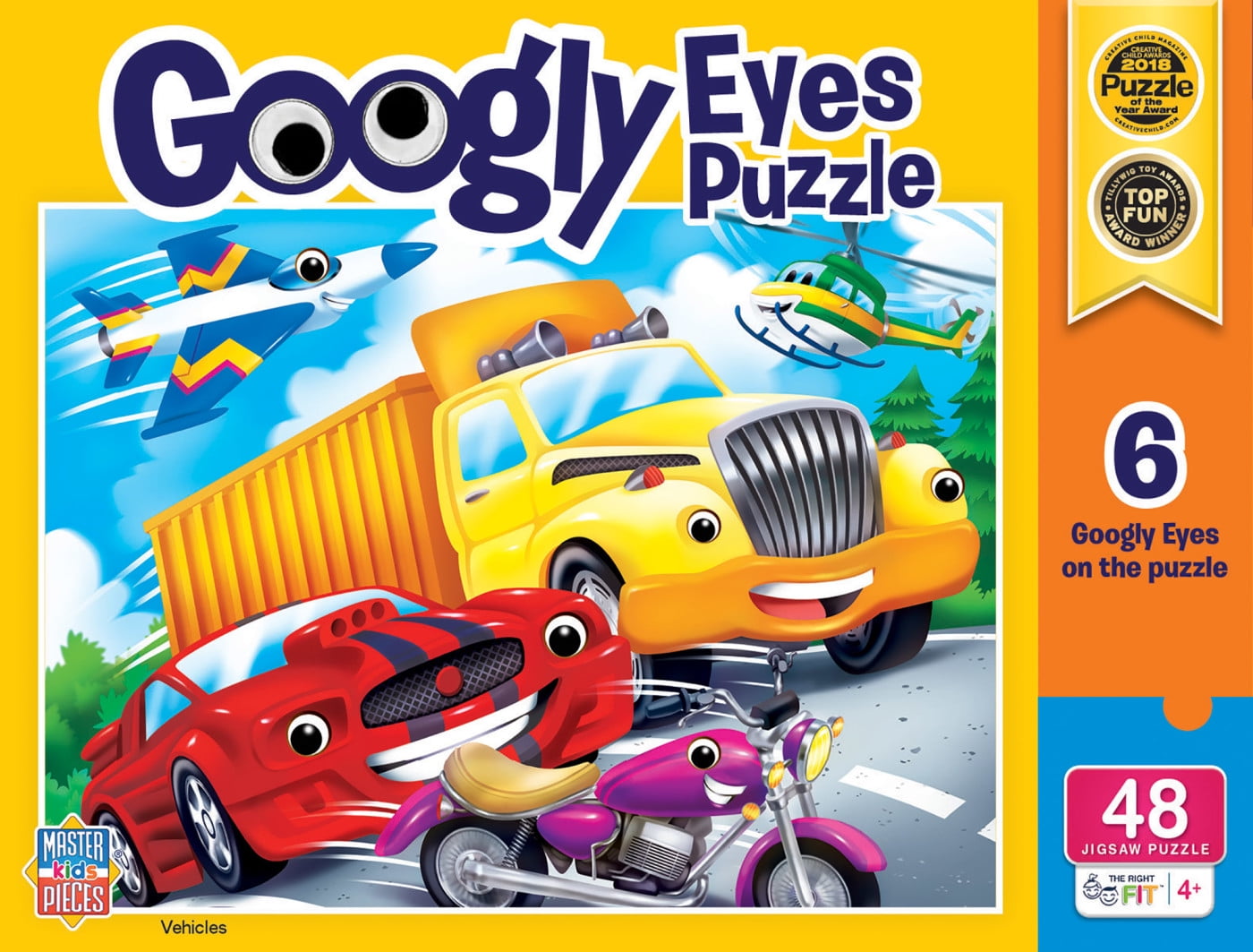 MasterPieces Kids Funny Jigsaw Puzzle - Vehicles Googly Eyes 48 Pieces