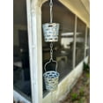 thumbnail image 3 of Galvanized Grey Metal Olive Bucket Pail Style Rain Chain Gutter Downspout Accent, 74 Inches Long - Easy Install - Adding Rustic Charm to Your Outdoor DÃ©cor, 3 of 5