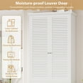 thumbnail image 5 of Homfa Linen Cabinet, 70.9"H Coastal Bathroom Storage Cabinet with 4 Louvered Doors, White, 5 of 9