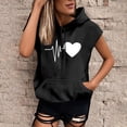 thumbnail image 2 of WEIYLL Ladies Summer Tops Plus Size Loose Letter Print Hooded Sweat Short Sleeve Black Blouse Sizes XL, 2 of 7