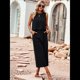 thumbnail image 5 of Conjunto de Dos Piezas de Verano para Mujer: Top Corto Sin Mangas con Cuello Redondo y Pantalones Anchos con Bolsillos. Negro L, 5 of 10
