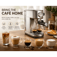 thumbnail image 4 of 20 Bar Espresso Machine with Milk Frother, Steam Wand & Pressure Gauge, Amumu Compact Stainless Steel Coffee Maker for Cappuccino & Latte, Silver, 4 of 9