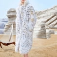 thumbnail image 6 of CENL Women Hooded Leopar Print Faux Fox Fur Long Winter Coat Long Sleeve Jacket Thick, 6 of 9