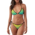 thumbnail image 1 of KLL Ensemble Bikini Dégradé Turquoise à Jaune pour Femmes, Haut à Licou Deux Pièces avec Bas Aguichant Maillot de Bain, 1 of 6