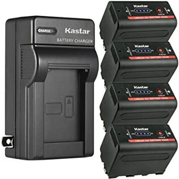 Kastar NP-F780EXP Battery 4-Pack and AC Wall Charger Replacement for Sony NP-F330 NP-F550 NP-F570 NP-F730 NP-F750 NP-F770 NP-F780Exp NP-F930 NP-F950 NP-F960 NP-F970 NP-F970Pro NP-F980 NP-F990 Battery