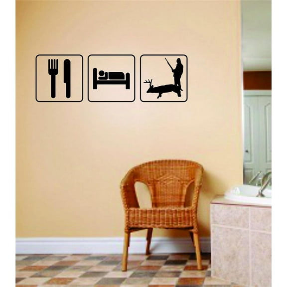 Wall Design Pieces Eat Sleep Hunt Buck Deer Animal Hunter Hunting Hobby Mens 20 X 60 Inches