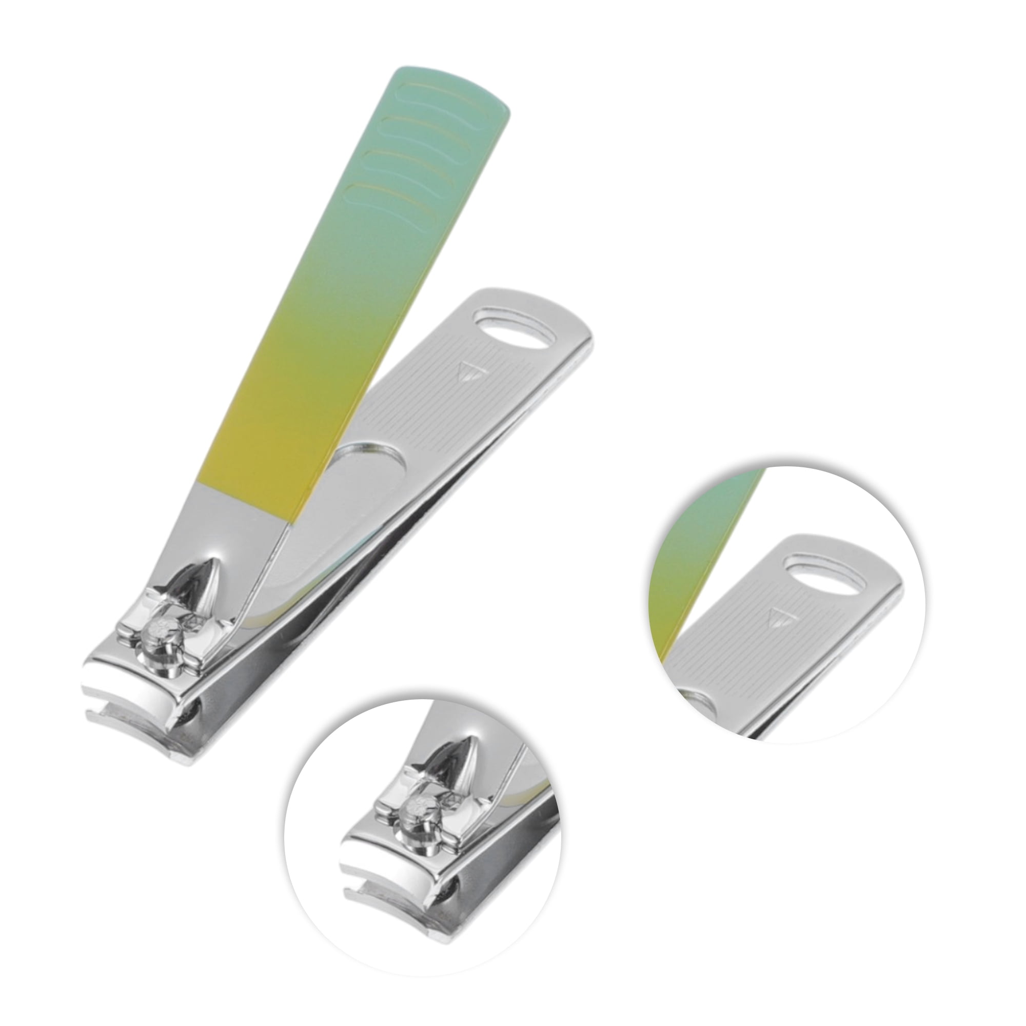 Unique Bargains Round Tail Nail Clippers Set 4 Pcs Yellow, Green