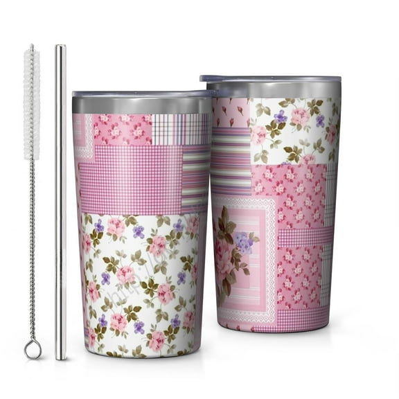 Pioneer Flower 10oz Tumblers Stainless Steel Tumbler with Lid and Straw,Vacuum Insulated Double Wall Travel Tumbler Cups with Cleaning Brush for Coffee, Tea