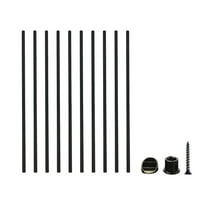 saney Round Balusters, 26’’ – 20pk Stair Baluster Kit with 40 Connectors for Indoor or Outdoor Stairs, Made with Durable Black Textured Powder-Coat Finished Aluminum (26’’ x 3/4’’)