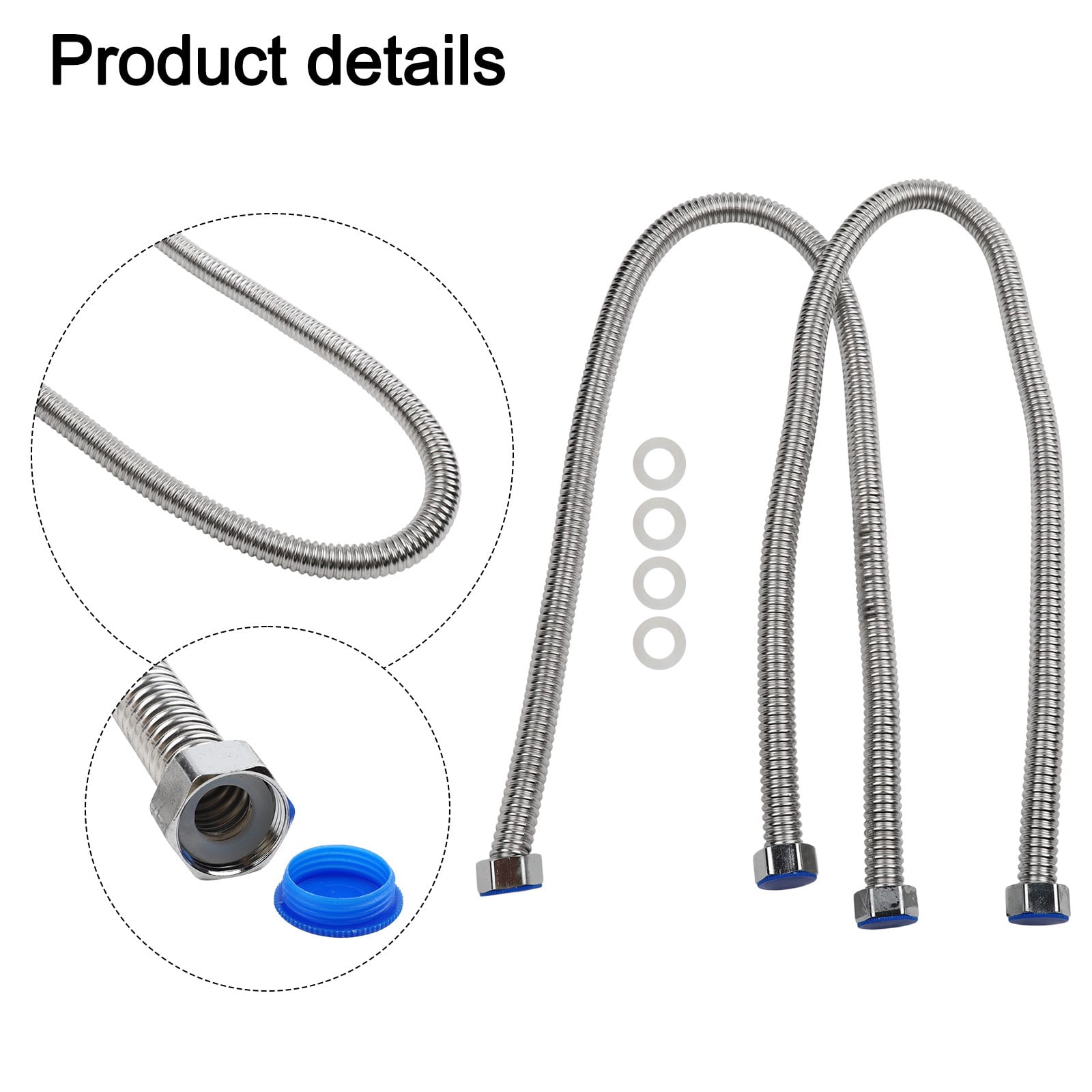 yaaqii 2pc 3/4 inch 1 m Flexible Stainless Steel Corrugated Water Heat Connector Hose