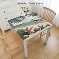 thumbnail image 2 of COMIO Table Cloth Summer Beach Sunshine Coastal Decorative Sun Tropical Starfish Hawaii Palm Leaves Seasonal White, 2 of 7