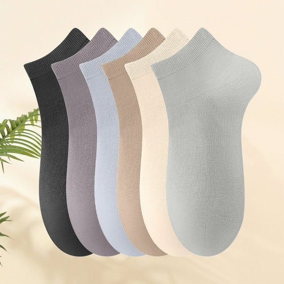 Riecok 6 Pairs Cotton Socks for Women Cushioned Crew Ankle Socks Low Cut Stretched Breathable Soft Cozy Socks for Travel Hiking and Running