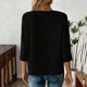 thumbnail image 4 of Mujeres 3/4 Manga Tops Y Blusas de Color Sólido con Botones Cuello Redondo Casual Top de Moda 3/4 Manga Tops Casuales para Mujeres, 4 of 6
