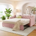 thumbnail image 4 of Bellemave Twin Size Daybed with Pop up Trundle, Upholstered Twin to King Daybed with Button Tufted Backrest, Extendable Tufted Sofa Bed for Bedroom Living Room Guest,Pink, 4 of 9