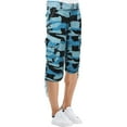 thumbnail image 3 of X RAY JEANS Mens Belted 18" Inseam Below Knee Long Cargo Shorts, Teal Camo, 32, 3 of 5