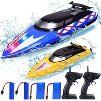 2Pack RC Boat,20 /10 MPH Remote Control Boats with LED Light for Kids and Adults,2.4G High Speed Remote Control Boats, Fast RC Boats for Pools and Lakes,4 Rechargeable Battery Pool Toys for Kids
