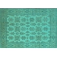 thumbnail image 1 of Ahgly Company Machine Washable Indoor Rectangle Oriental Turquoise Blue Industrial Area Rugs, 3' x 5', 1 of 4