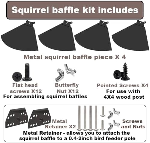 20 Inch Squirrel Baffle for Bird Feeder Pole, Adjustable Opening Size, for Up to 4x4 Inch Wide Wooden Post, Outside Pole Mount Bird House Guard for Outdoor Shepherd’s Hook.$$Garden & Patio