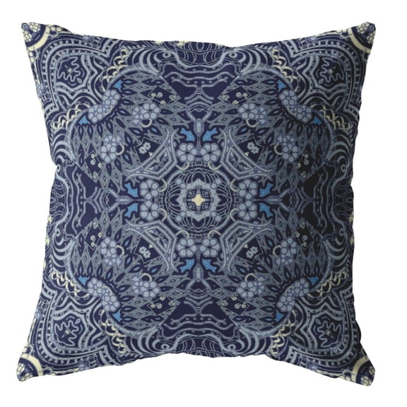 16â Indigo Boho Ornate Suede Throw Pillow