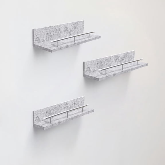 TOPCOMFY Floating Shelves 15.7" Wall Mounted Wood Shelves for Bathroom Bedroom Living Room Kitchen Hanging Shelf for Books Storage Decor with Invisible Brackets Gray