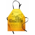 thumbnail image 1 of Kansas City Apron, Minimal Kansas Missouri Linear City Skyline with Typographic Design, Unisex Kitchen Bib with Adjustable Neck for Cooking Gardening, Adult Size, Orange Yellow Black, by Ambesonne, 1 of 4