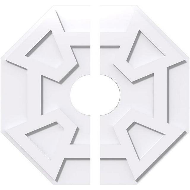 Ekena Millwork CMP22LG2-05000 22 in. OD x 5 in. ID Square Logan Architectural Grade PVC Contemporary Ceiling Medallion - 2 Piece