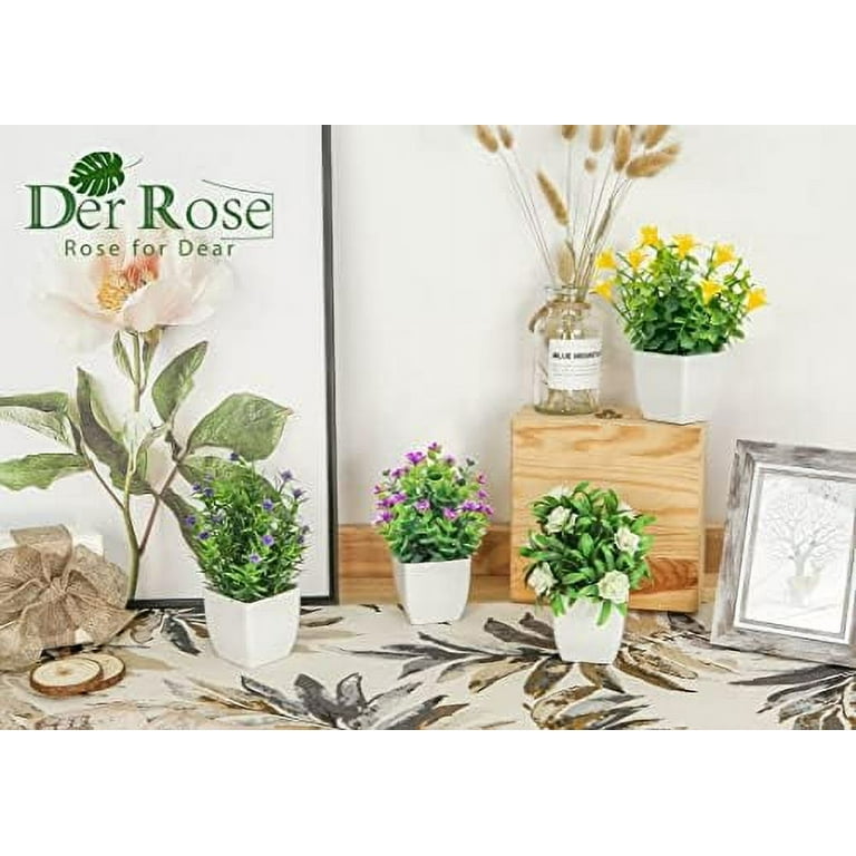 Der Rose Faux Plants Indoor, 4 Packs Small Fake Plants Mini Artificial  Plants in Pots for Home Office Shelf Farmhouse Bathroom Decor