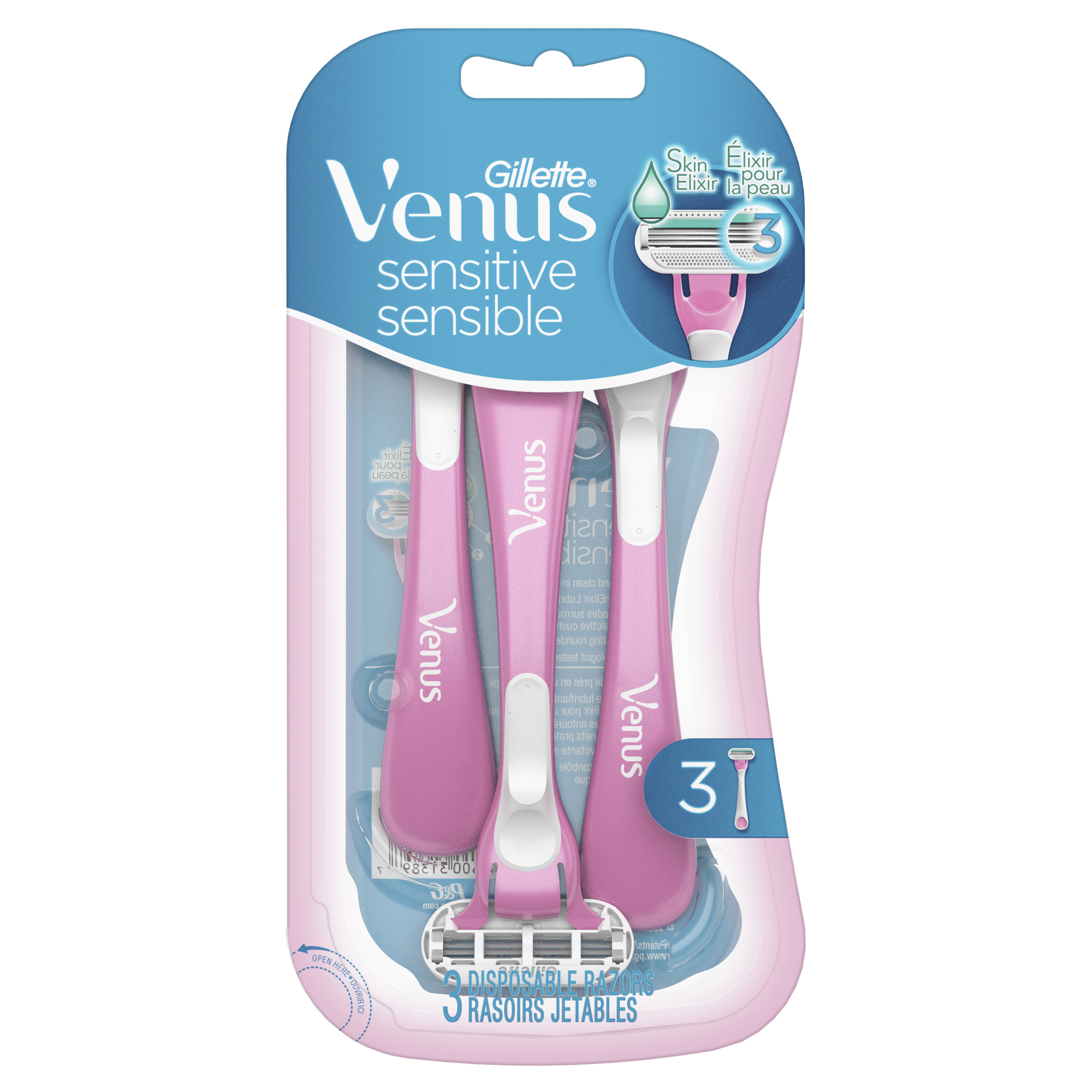 Venus Gillette Sensitive Women's Disposable Razor, 3 Count, Pink - image 2 of 7