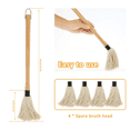 thumbnail image 3 of 1 Set BBQ Mop 18.3 Inch BBQ Mop Brush Grill Brush Wooden Long Handle Grill Brush for Sauce BBQ Smoking Steak, 3 of 7