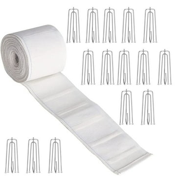 ROCKROK Curtain Pleater Tape with Curtain Pleater Hooks Home Decoration Supplies for Indoor Outdoor Window Door Curtain Decor