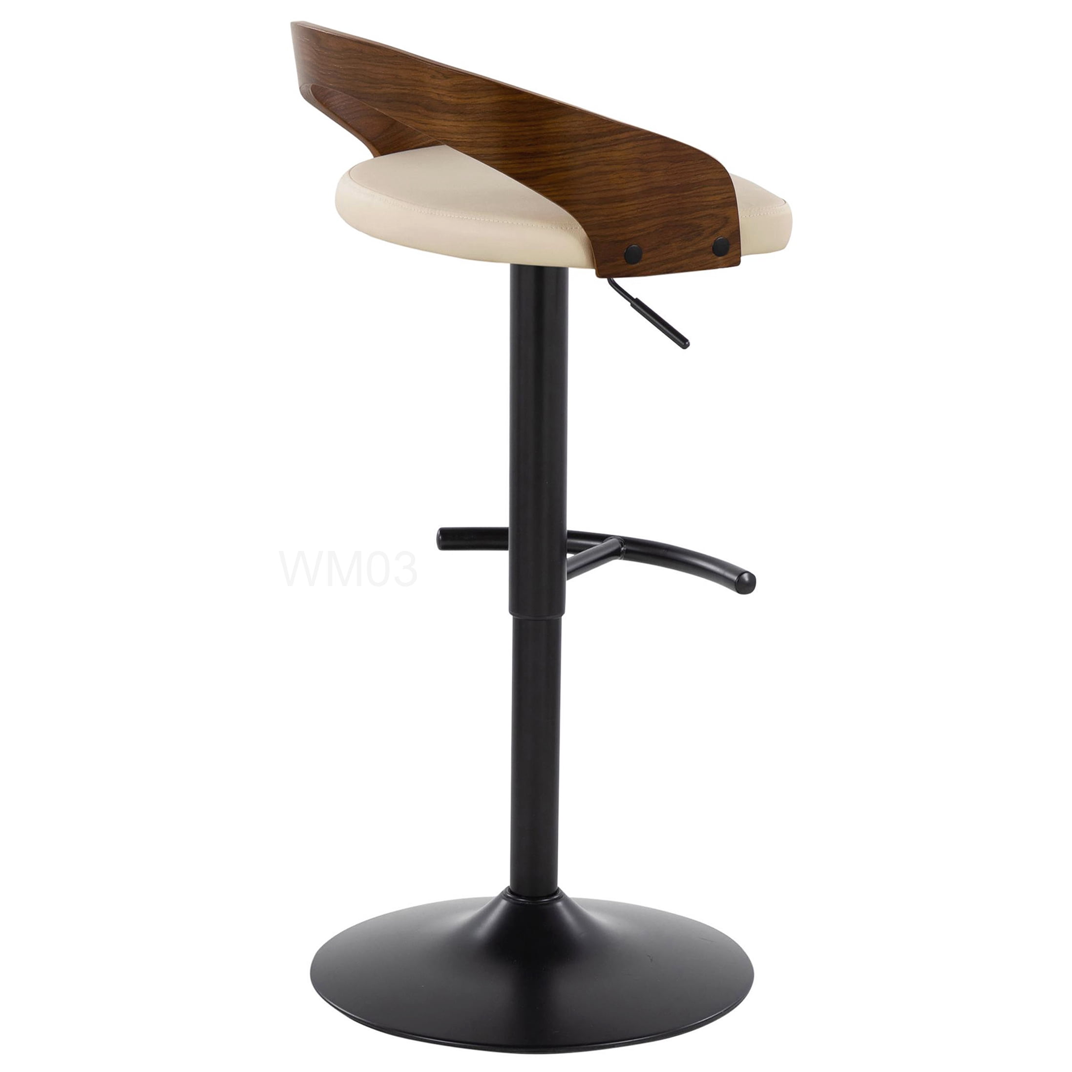 Modern Adjustable Swivel Bar Stools Set of 2 with Faux Leather Upholstery and Footrest