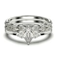 thumbnail image 1 of Dazzling Minimalist 2.25 Carat Pear Cut Affordable Ring, Diamond Moissanite Engagement Ring, Unique Wedding Ring, Two Matching Band in 925 Sterling Silver With 18k White Gold Plating, 1 of 4