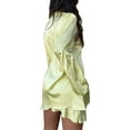 thumbnail image 2 of Kmbangi Ensemble Jupe Haut Femme, Manches Longues Couleur Unie Boutons Haut Taille Haute Demi-Robe Été Automne, 2 of 9