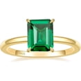 thumbnail image 1 of 3CT 925 Sterling Silver Engagement Rings for Women Solitaire Created Green Emerald Simple Wedding Band Promise Rings for Her, 1 of 1