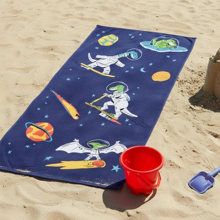 Mainstays Kids Cotton Blend Beach Towel 30 x 60 Inches, Space