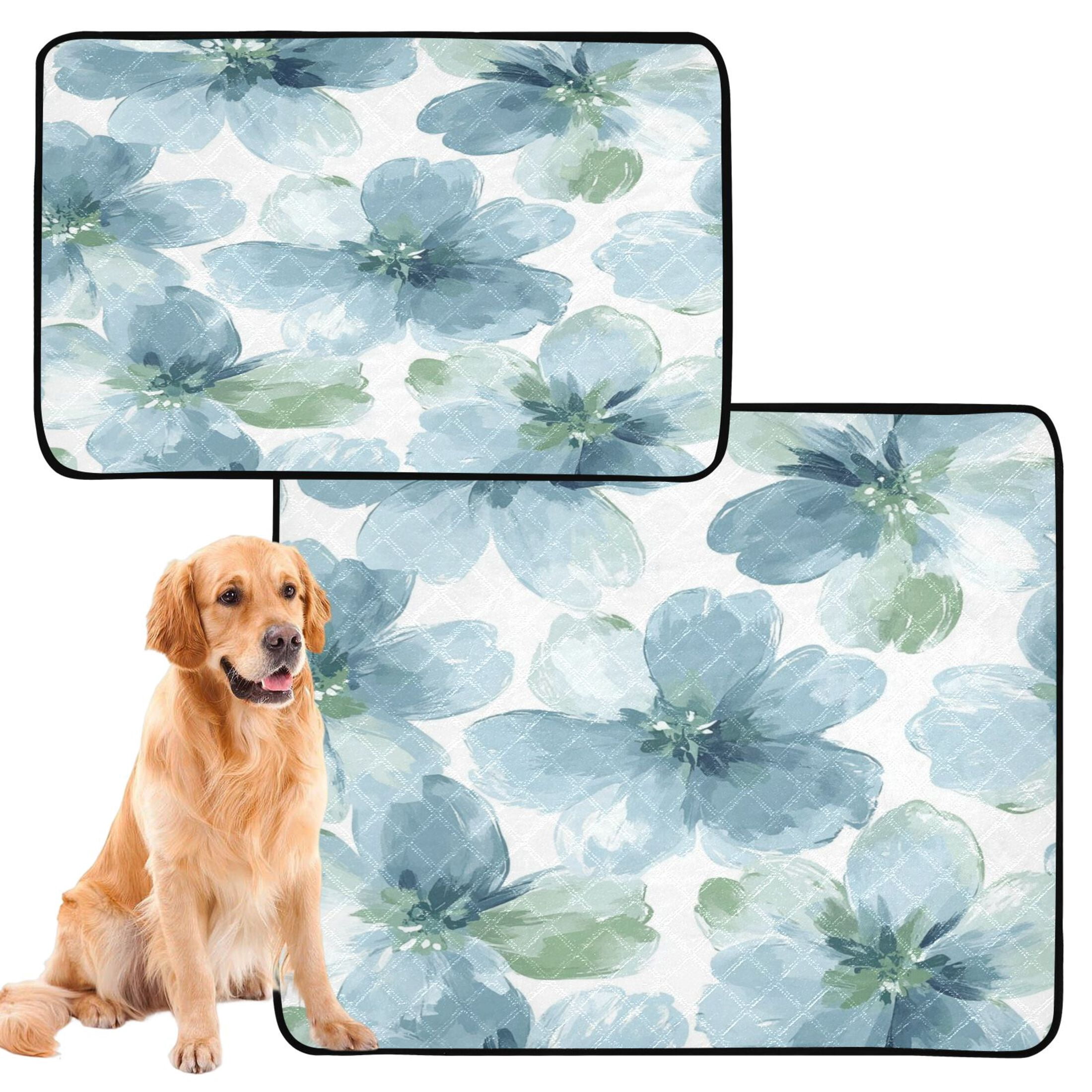 Qxltty Elegant Flowers in Shades Of Blue Cat litter Pads Pet Set of 3 Diaper Mats Center Anti-leakage Layer Absorbent Soft and Comfortable