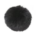thumbnail image 3 of 10pcs Handmade Rabbit Fur Pom Pom Ball Covered Pendants Fuzzy Bunny Hair Balls with Elastic Fiber Black 55~74mm Hole: 5mm, 3 of 3
