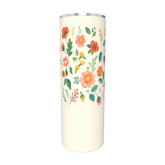 Watercolor Wildflower Floral Pattern 20oz Insulated Tumbler with Handle and Straw Travel Coffee Cup Car Cup Gift for Women with Straw