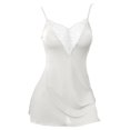 thumbnail image 4 of CQXIDFH Women Lace V-Neck Slip Nightgown Floral Lace Spaghetti Strap Sleep Dress, Soft Mini Chemise Lounge Dress for Bedroom Honeymoon Date Night Wear, Sizes S-XL White, 4 of 9
