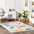 thumbnail image 2 of Kayleigh Kids Washable Dinosaur Rug | White Multicolor, 2 of 5