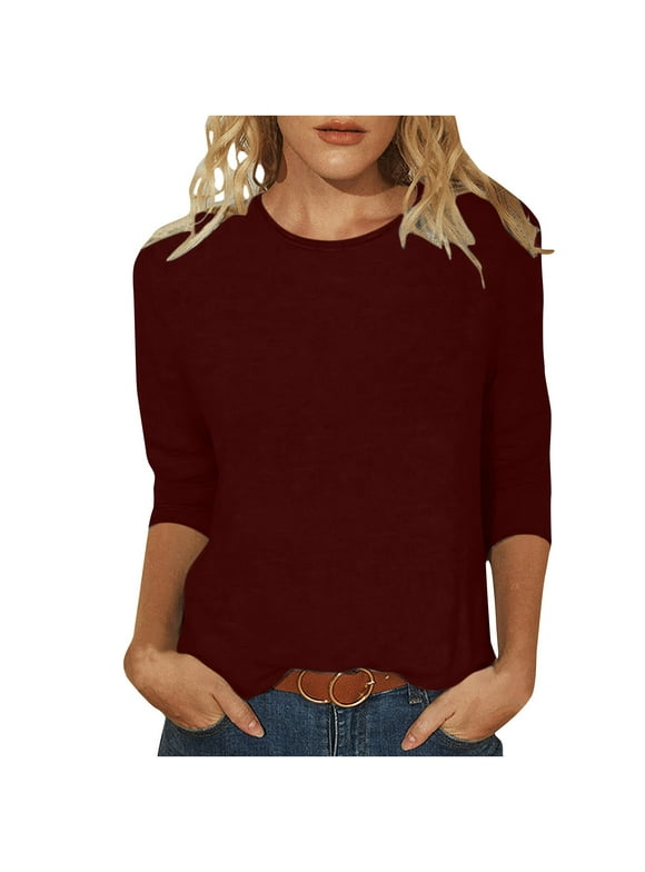 Womens Three Quarter Sleeve Tops