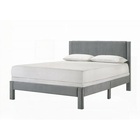 Queen-Size Contemporary Furniture: Low-profile, Upholstered Headboard & Ribbed Texture