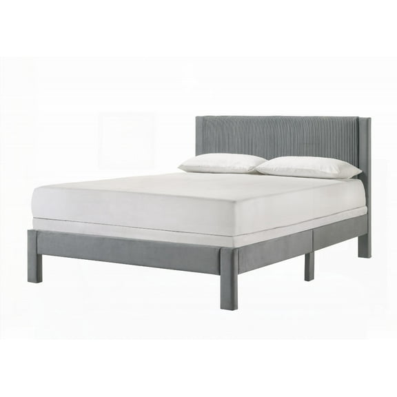 Queen-Size Contemporary Furniture: Low-profile, Upholstered Headboard & Ribbed Texture