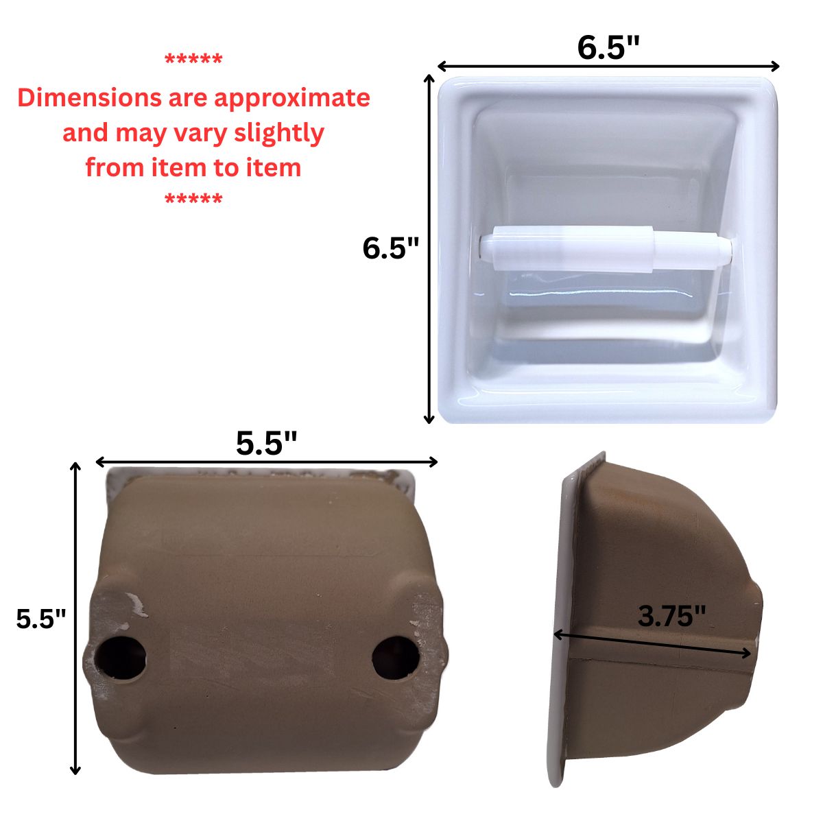 SereneDrains Recessed Ceramic Toilet Paper Holder Wall Mount Niche Bathroom Tissue Roll