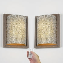 Kiven Battery Operated Wall Sconces with Remote Control,Rechargeable Wall Sconces,Set of 2 Dimmable Wall Lighting for Living Room Bedside,Handmade Farmhouse Wall Decor BD3093