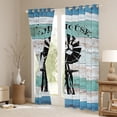 thumbnail image 3 of Erosebridal Farmhouse Curtains Rustic Wooden Blackout Curtains Windmill Birds Print Curtains & Drapes, Teal Blue Log Retro Vintage Decor Window Curtains - 52''Wx63''L, 3 of 6
