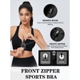 thumbnail image 5 of SOMER Sports Bras Front Zip High Support Wireless Padded Strappy Athletic Yoga Workout Bra for Petite Women & Big Girl Black, 5 of 9