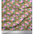 thumbnail image 1 of Soimoi Moss Georgette Fabric Dot,Leaves & Rose Floral Print Sewing Fabric Yard 42 Inch Wide, 1 of 3
