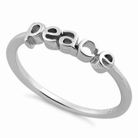Peace Signet Stackable Band 925 Sterling Silver Unisex Statement Ring