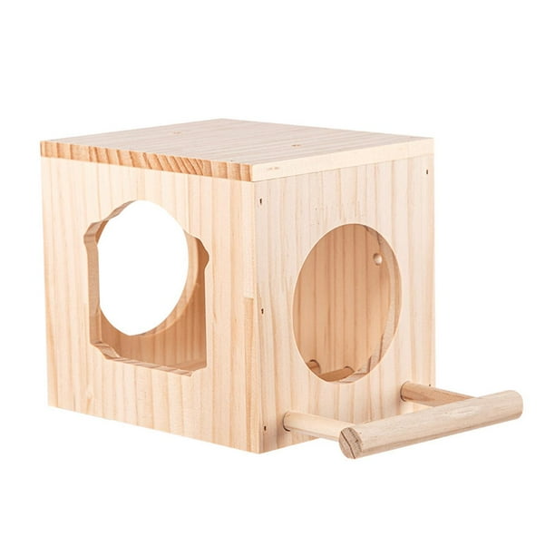 Nido de casa para pájaros, caja de hábitat de madera para pájaros para ver el jardín, decoración de patio y jardín L con soporte de poste